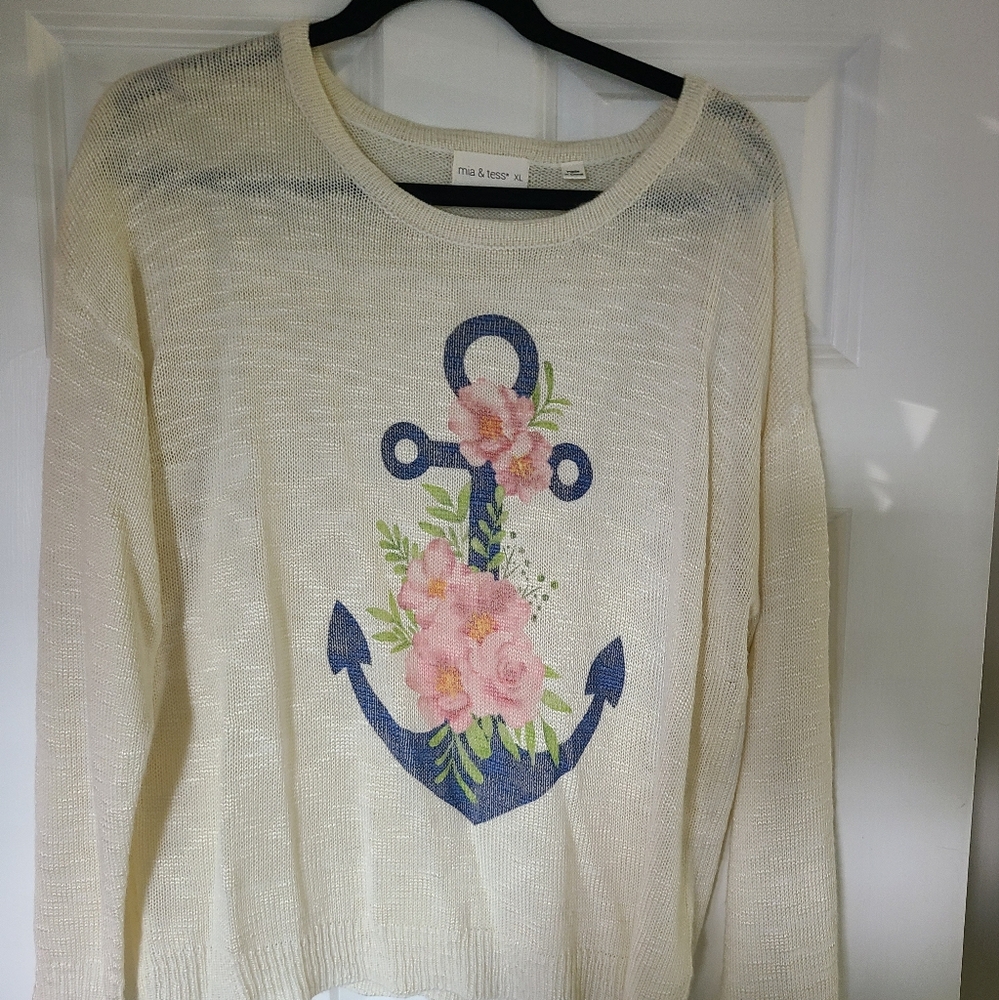 mia & tess size xl anchor sweater